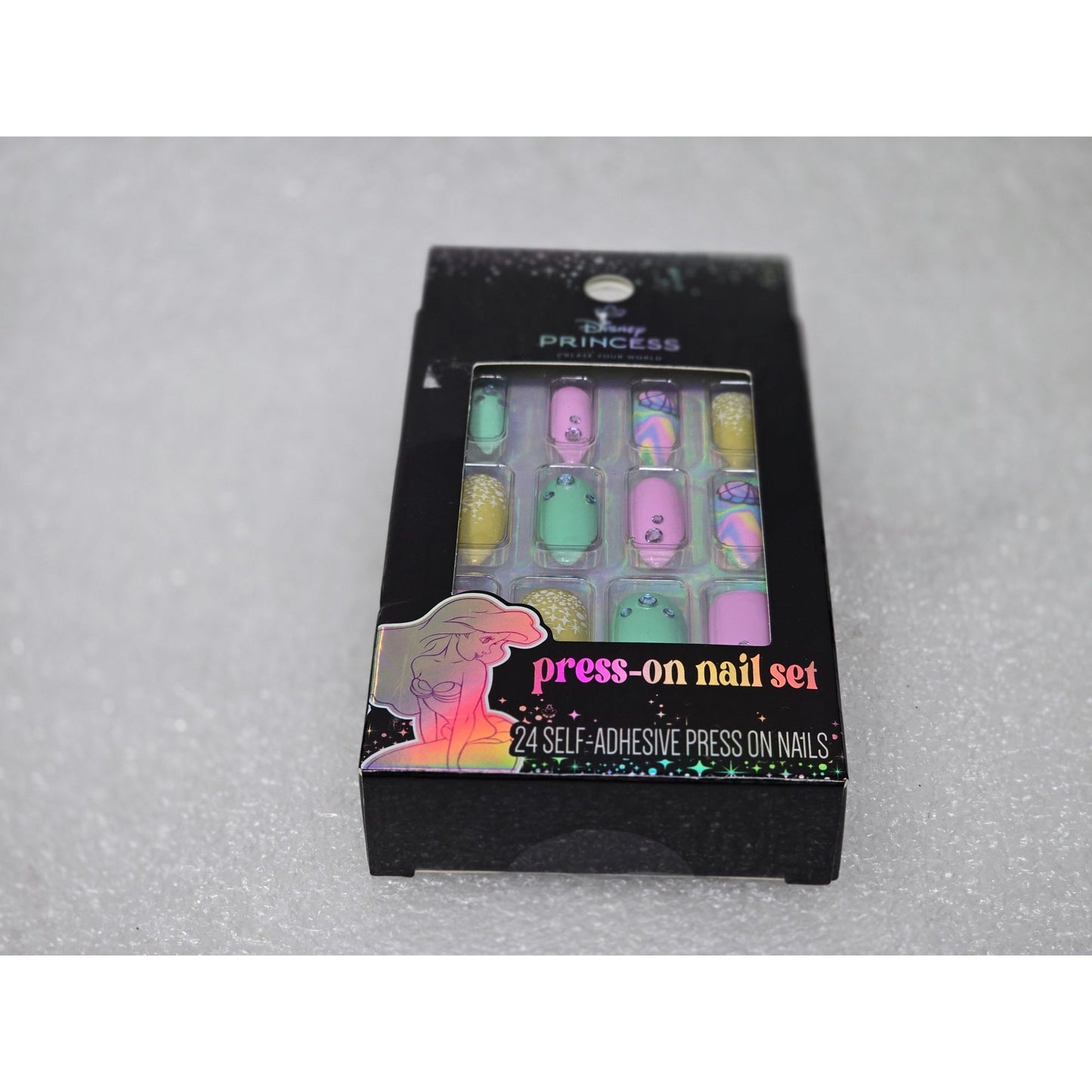 Disney Princess Press-On Nail Set 24 Self-Adhesive Nails With Colorful Designs