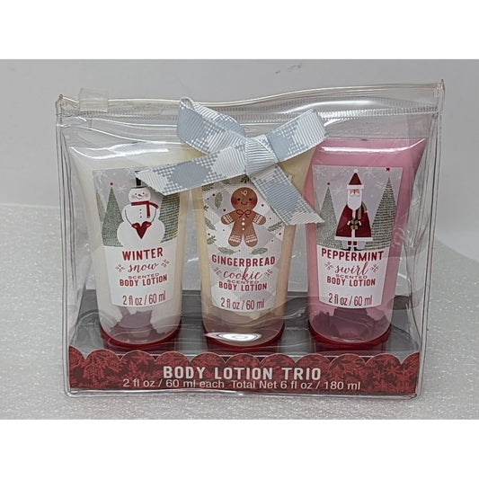 Body Lotion Trio Gift Set Winter Snow Gingerbread Cookie Peppermint Swirl