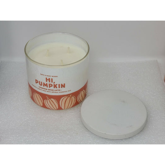 Bath And Body Works Hi Pumpkin, Pumpkin Spice Latte 3-Wick Candle Large 14.5 Oz