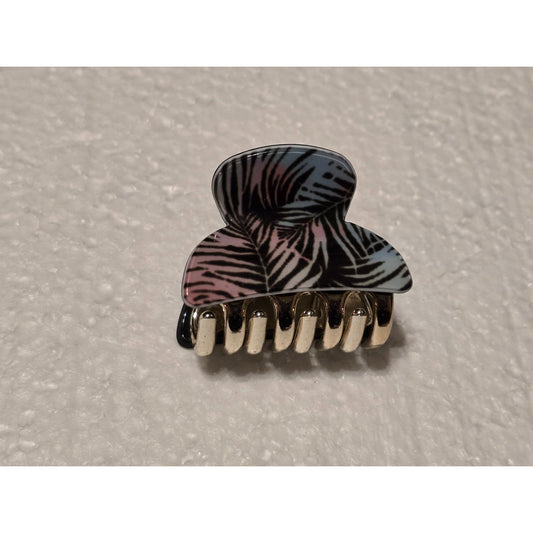 Small Hair Claw Clip With Tropical Leaf Print Design