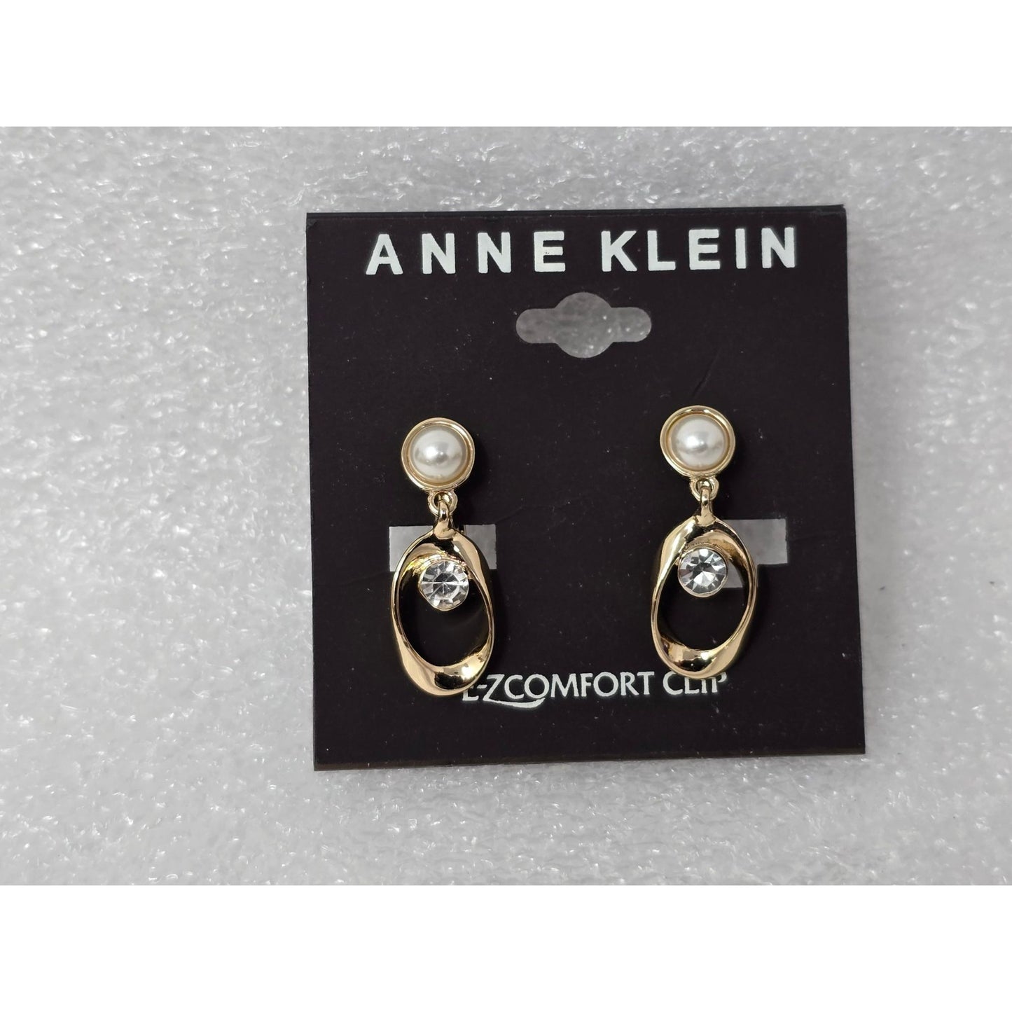 Anne Klein Gold-Tone Faux Pearl & Crystal Drop Clip-On Earrings