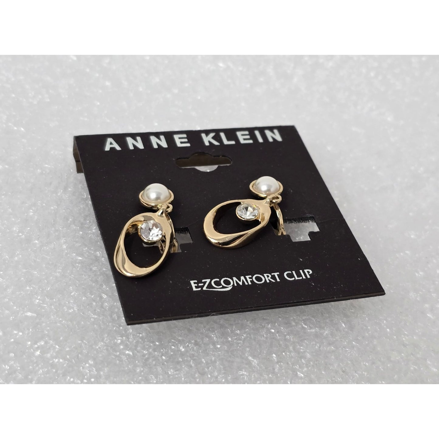 Anne Klein Gold-Tone Faux Pearl & Crystal Drop Clip-On Earrings