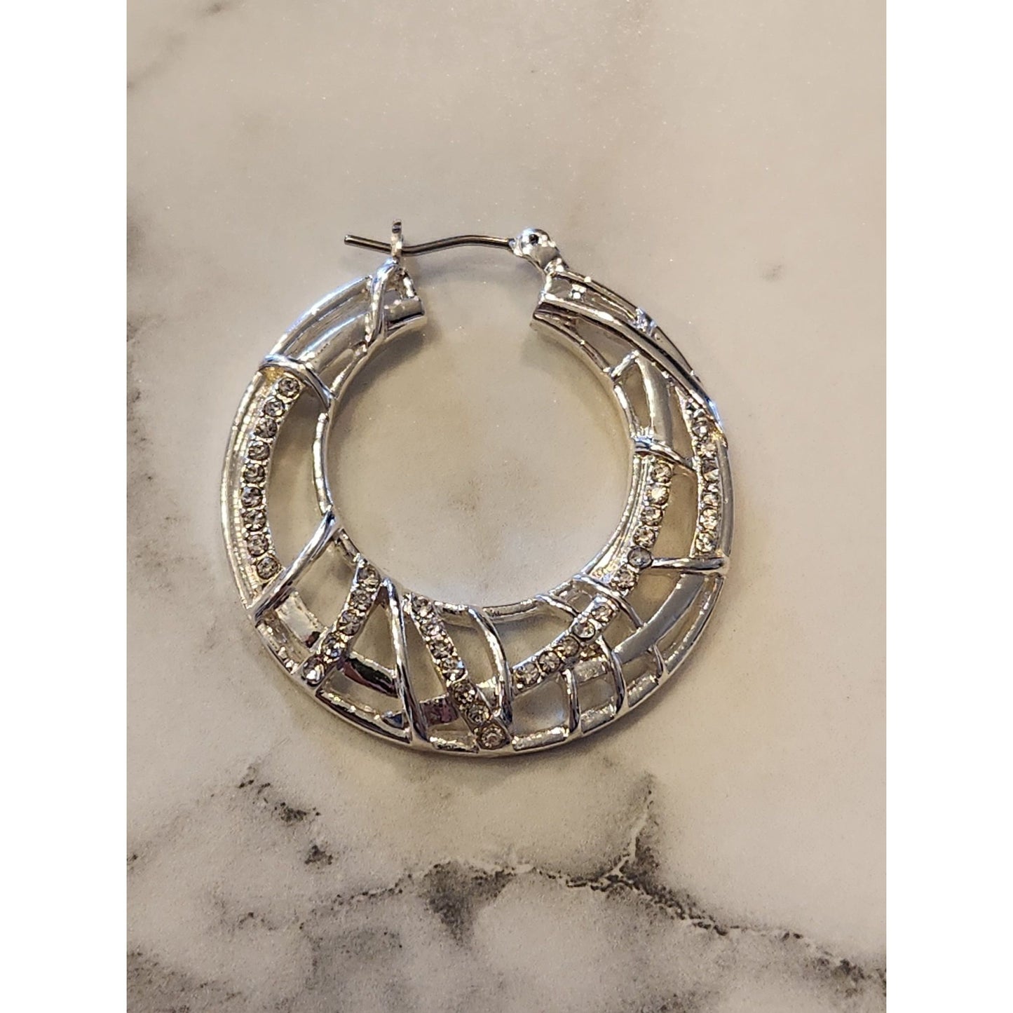 Gloria Vanderbilt Silver-Tone Rhinestone Hoop Earrings