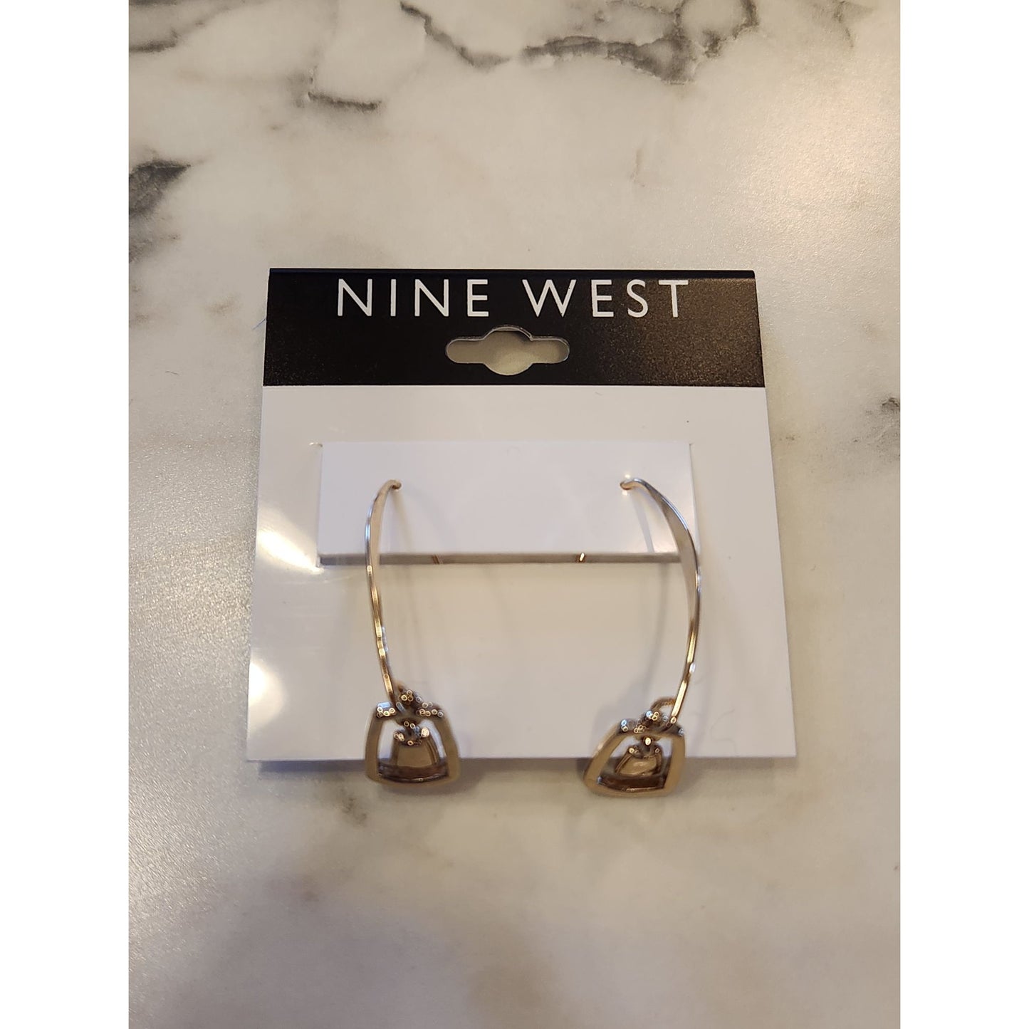 Nine West Gold-Tone Drop Earrings With Abstract Charm Design
