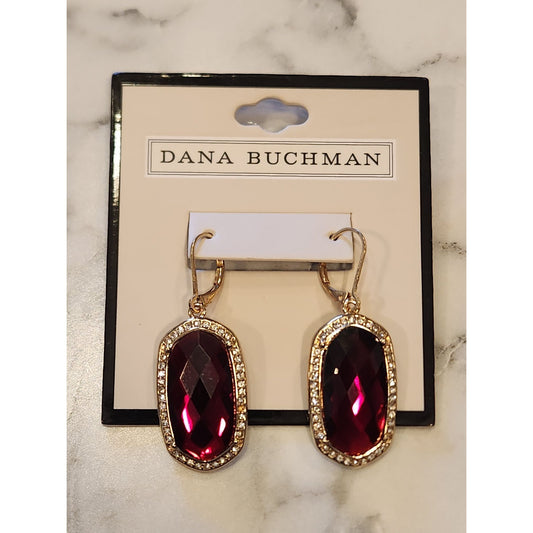Dana Buchman Gold-Tone Red Gemstone Drop Earrings With Crystal Accents