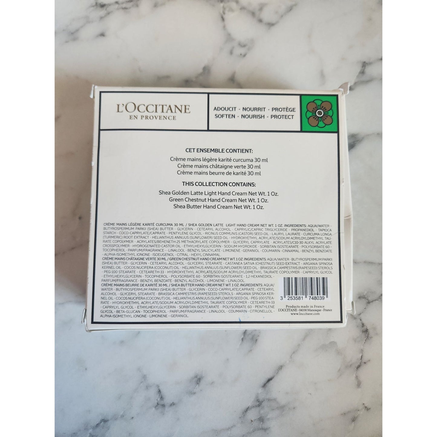 Limited Edition LOccitane Hand Cream Trio Shea Green Chestnut Golden Latte