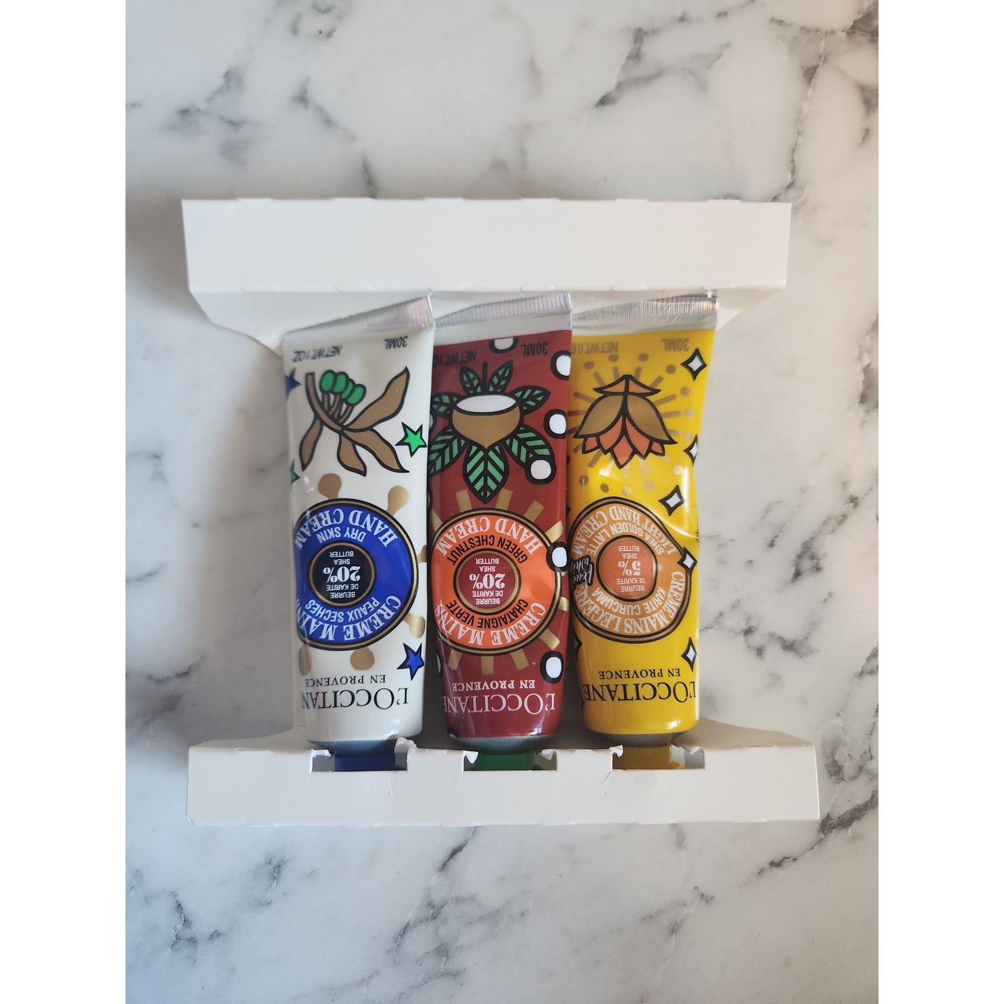 Limited Edition LOccitane Hand Cream Trio Shea Green Chestnut Golden Latte