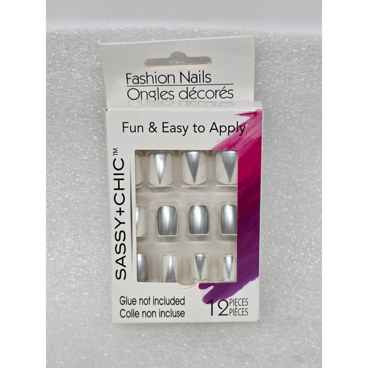 Sassy + Chic Silver Metallic Press-On Fashion Nails 12-Piece Set