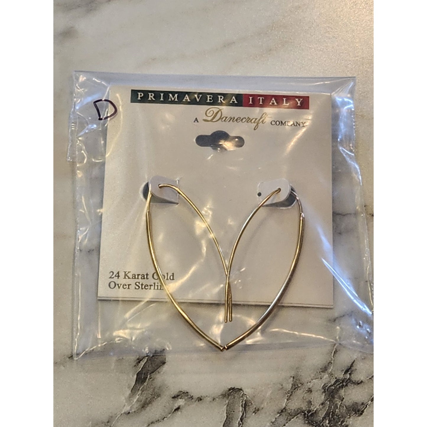 Primavera Italy 24K Gold Over Sterling Silver Hook Earrings by Danecraft
