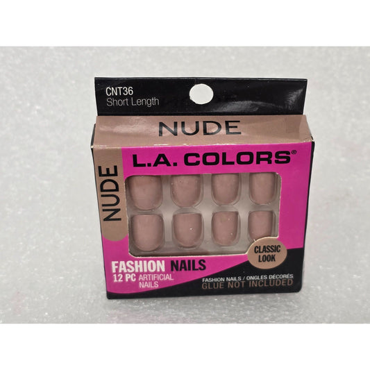 L.A. Colors Nude Fashion Nails 12 Pc Set Short Length Artificial Nails