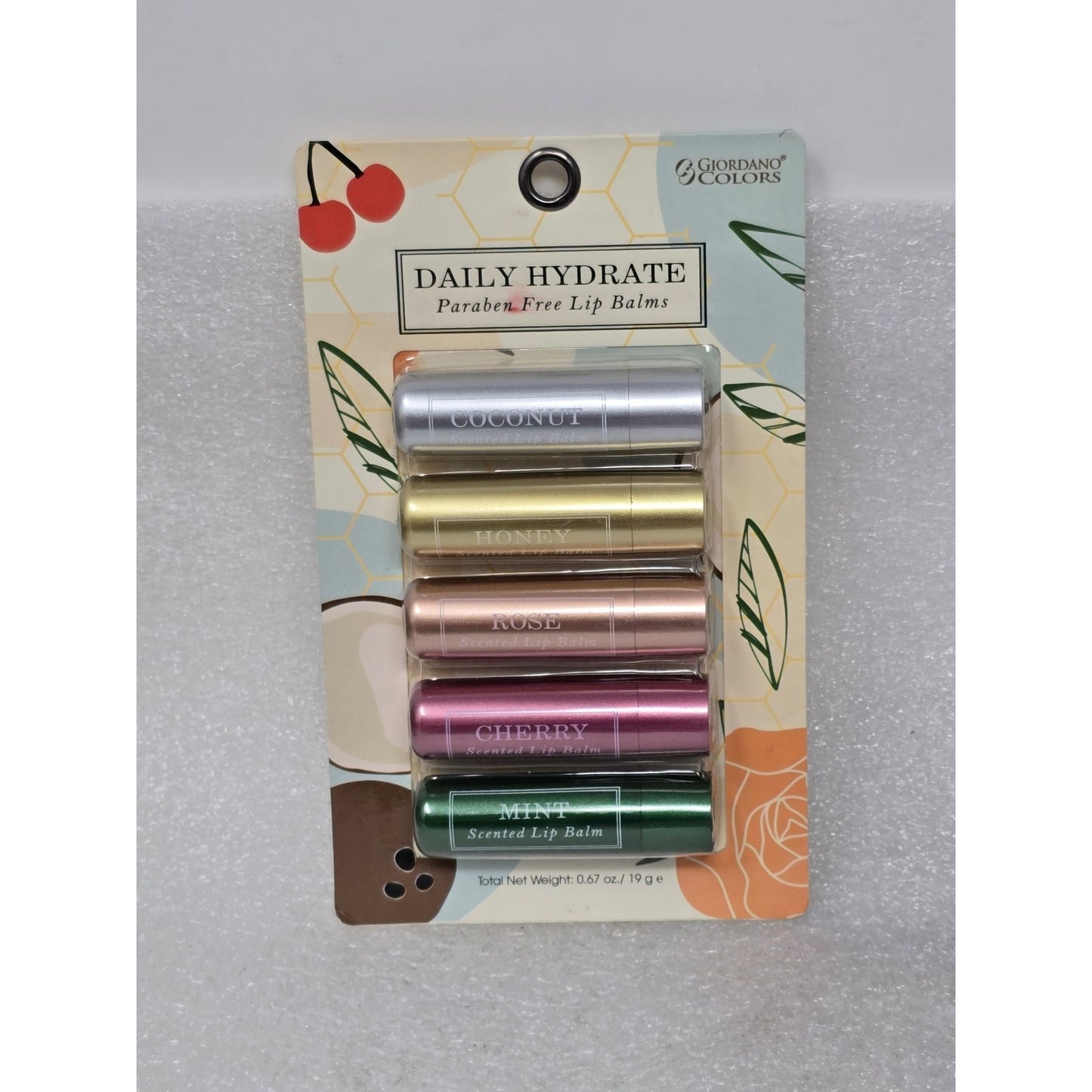 Giordano Colors Daily Hydrate Lip Balm Set Coconut Honey Rose Cherry & Mint