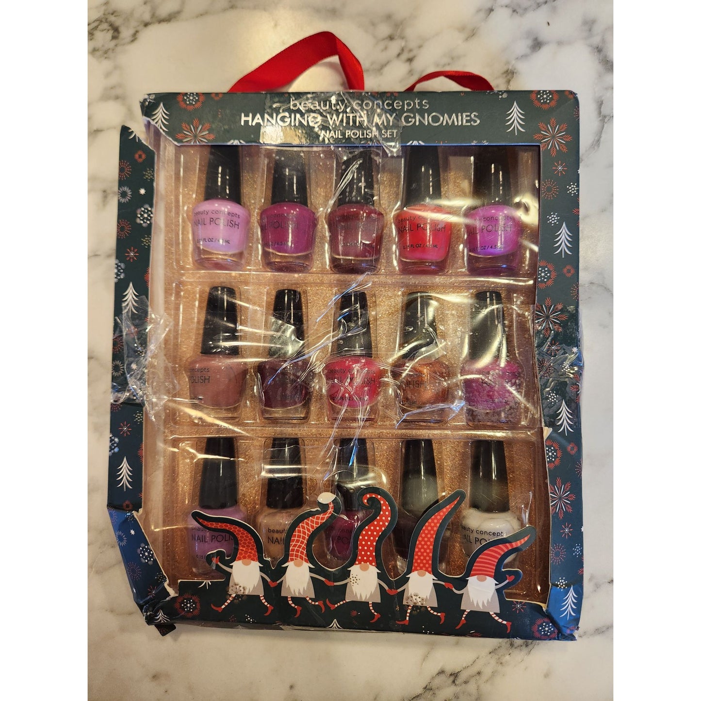 Beauty Concepts Hanging With My Gnomies Nail Polish Set 15-Piece Multicolor Holiday Themed Gift Box Nail Care Collection