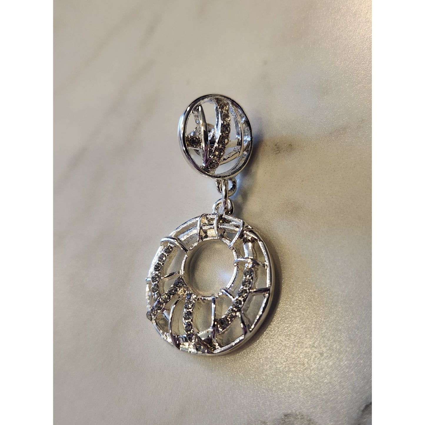 Gloria Vanderbilt Silver Dangle Earrings With Modern Circular Design For Women