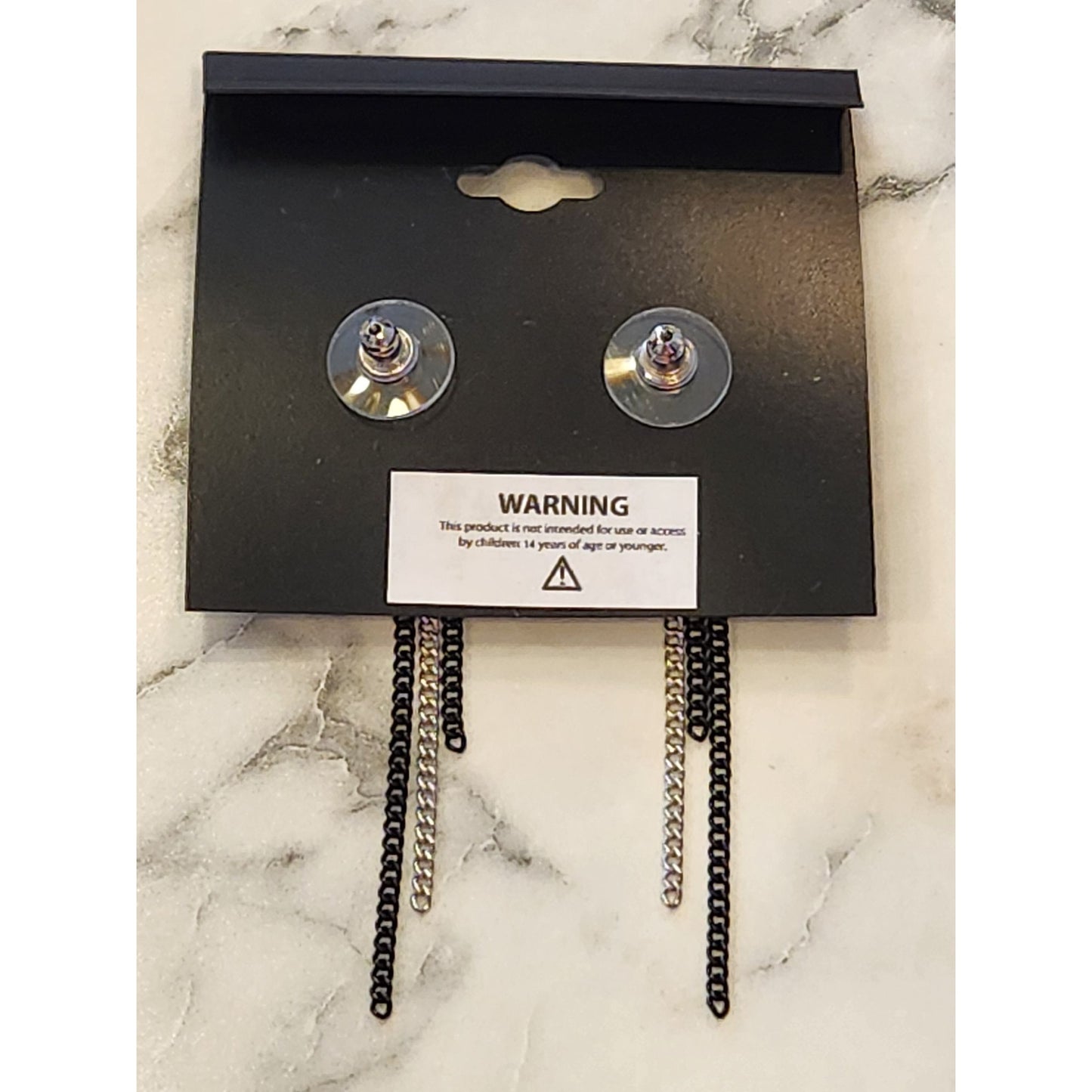 Simply Vera Vera Wang Silver-Tone & Black Chain Drop Circle Stud Earrings