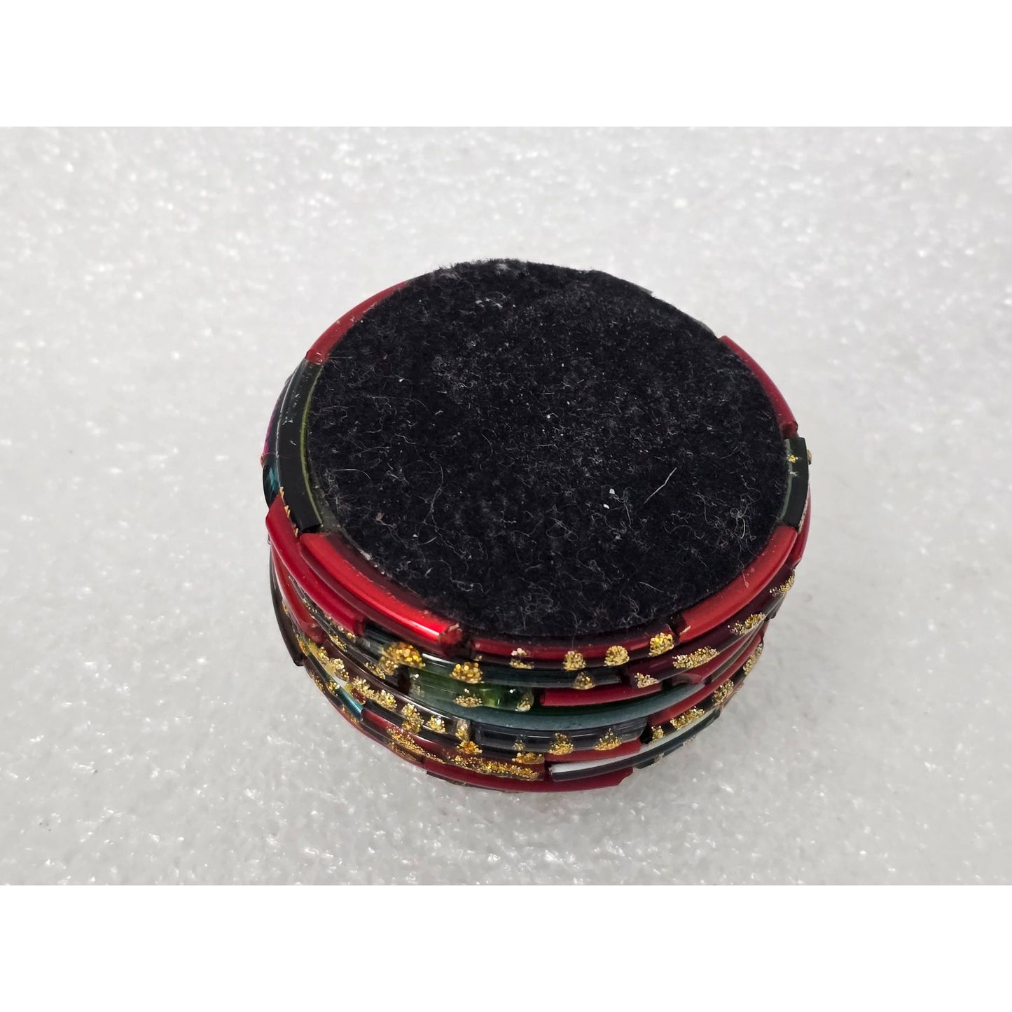 Vintage Venetian Art Glass Millefiori Trinket Box Round Mosaic Jewelry Box Italy