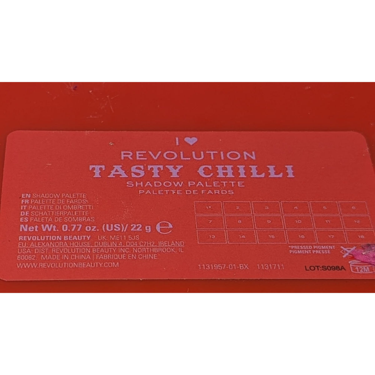I Heart Revolution Tasty Chilli Eyeshadow Shadow Palette  18 Spicy Shades