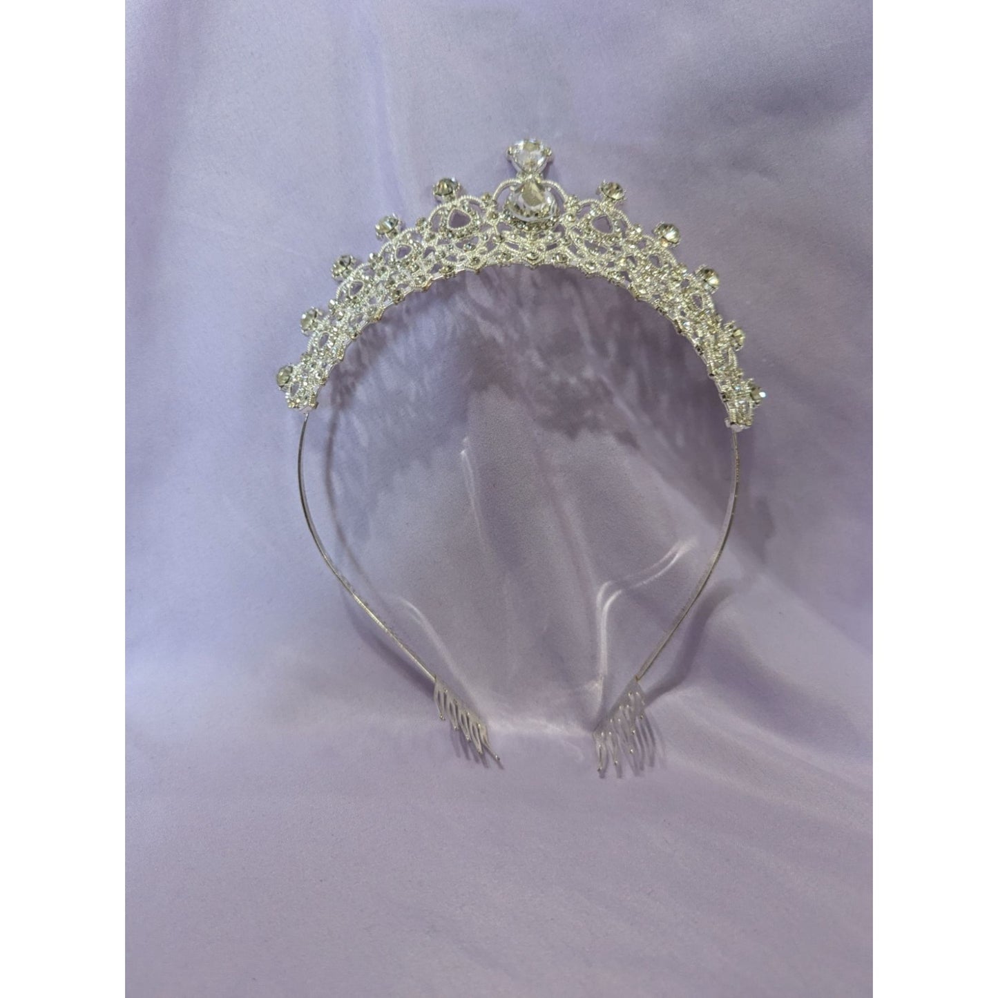 Silver Tone Rhinestone Tiara Crown Bridal Headband Wedding Prom Princess Accessory