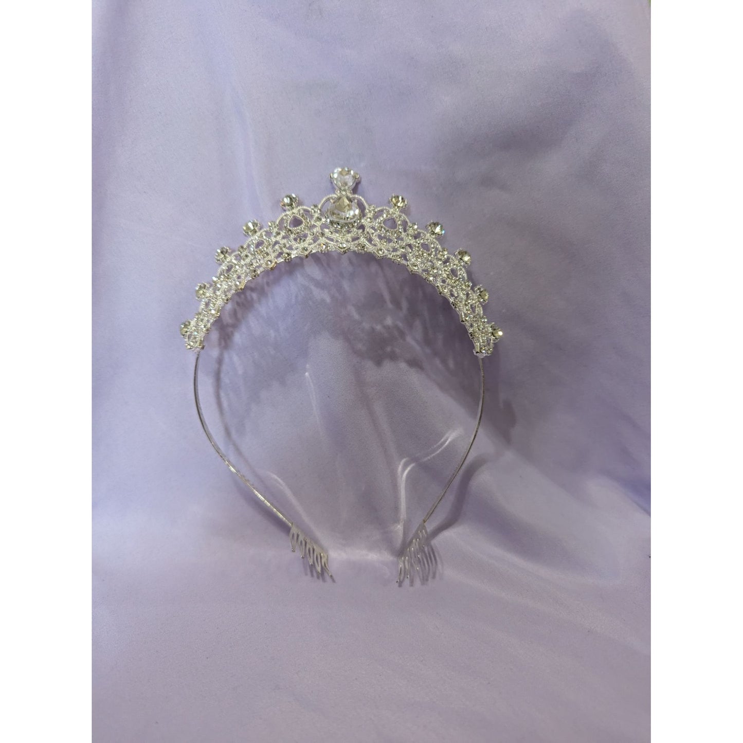 Silver Tone Rhinestone Tiara Crown Bridal Headband Wedding Prom Princess Accessory