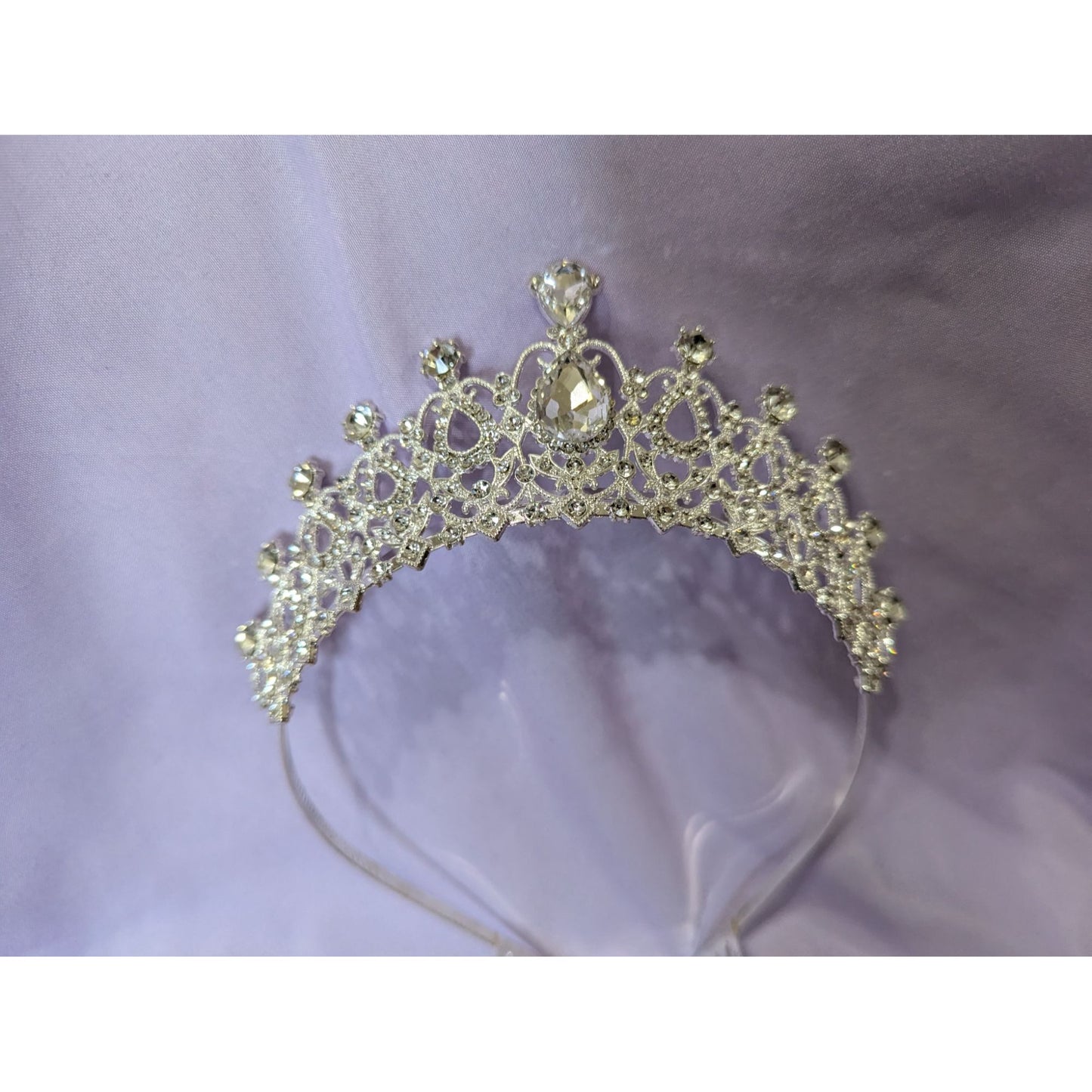 Silver Tone Rhinestone Tiara Crown Bridal Headband Wedding Prom Princess Accessory