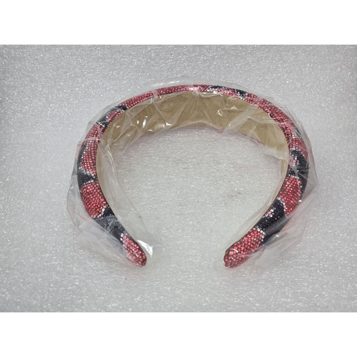 Rhinestone Embellished Red & Black Stars Wide Padded Headband