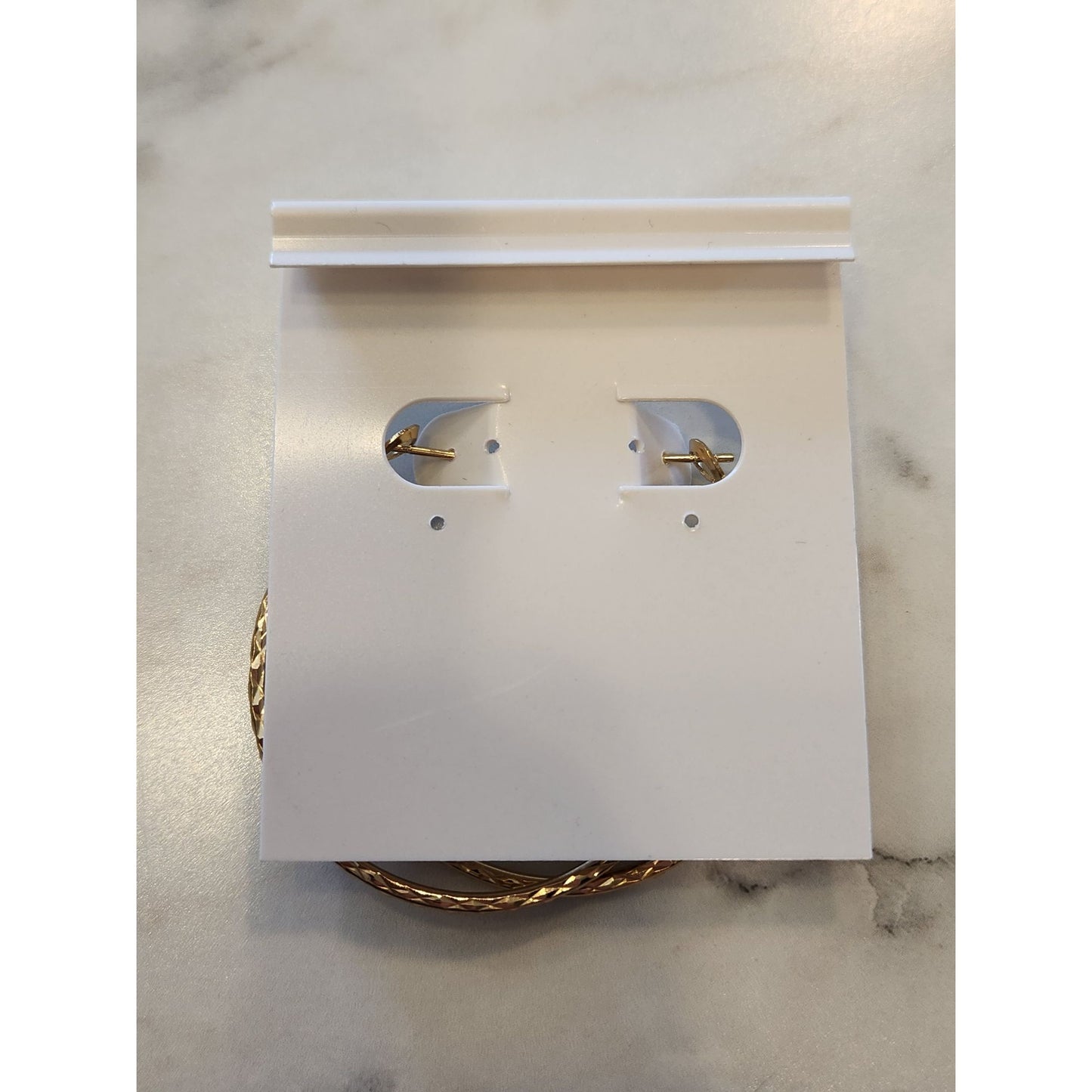 Gold-Tone Sterling Silver Hoop Earrings With Textured Design