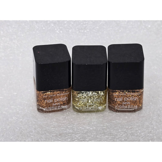 The Color Workshop Glitter Nail Polish Set Of 3 Gold & Copper Tones 0.19 Oz Each