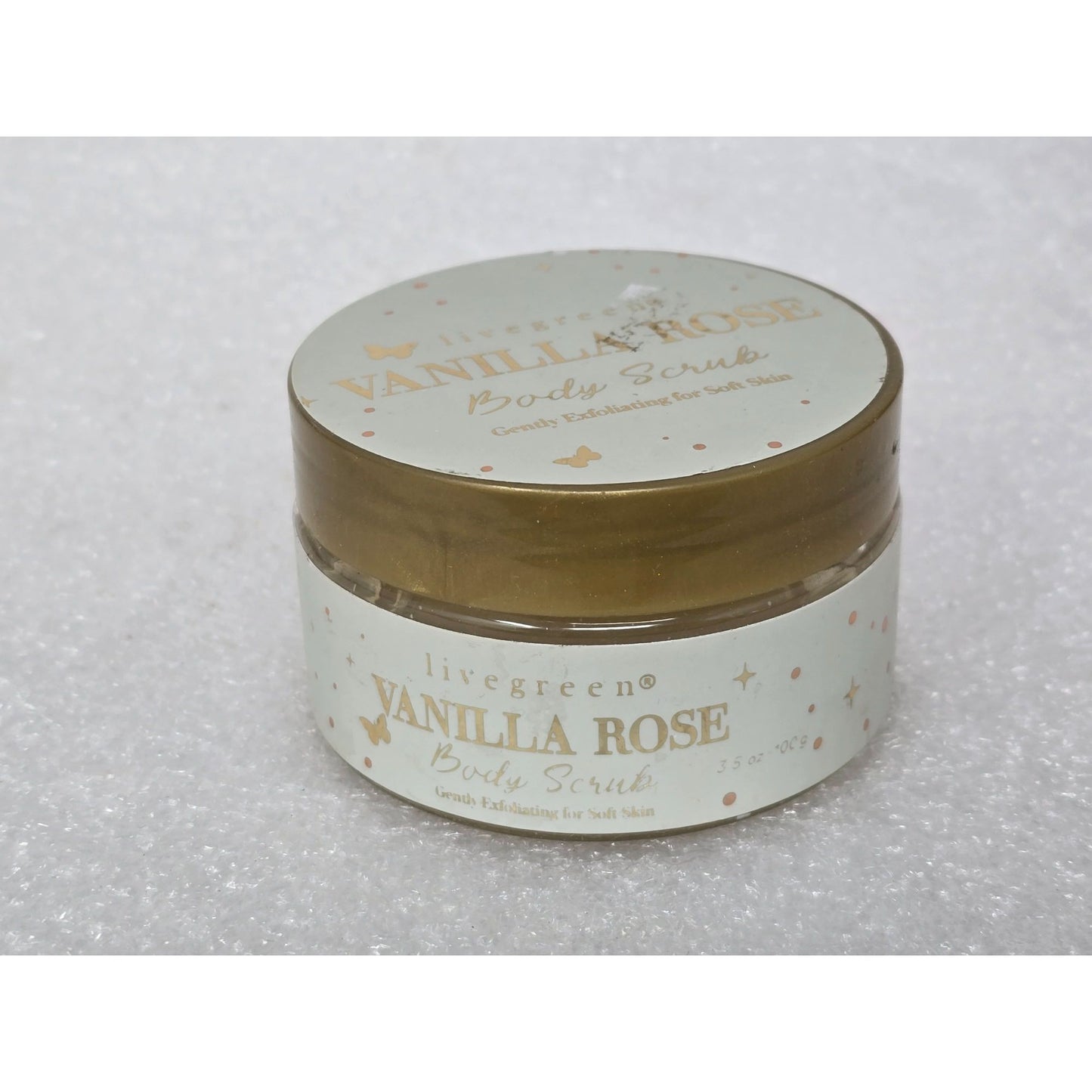 Livegreen Vanilla Rose Body Scrub 3.5 Oz Gentle Exfoliating For Soft Skin