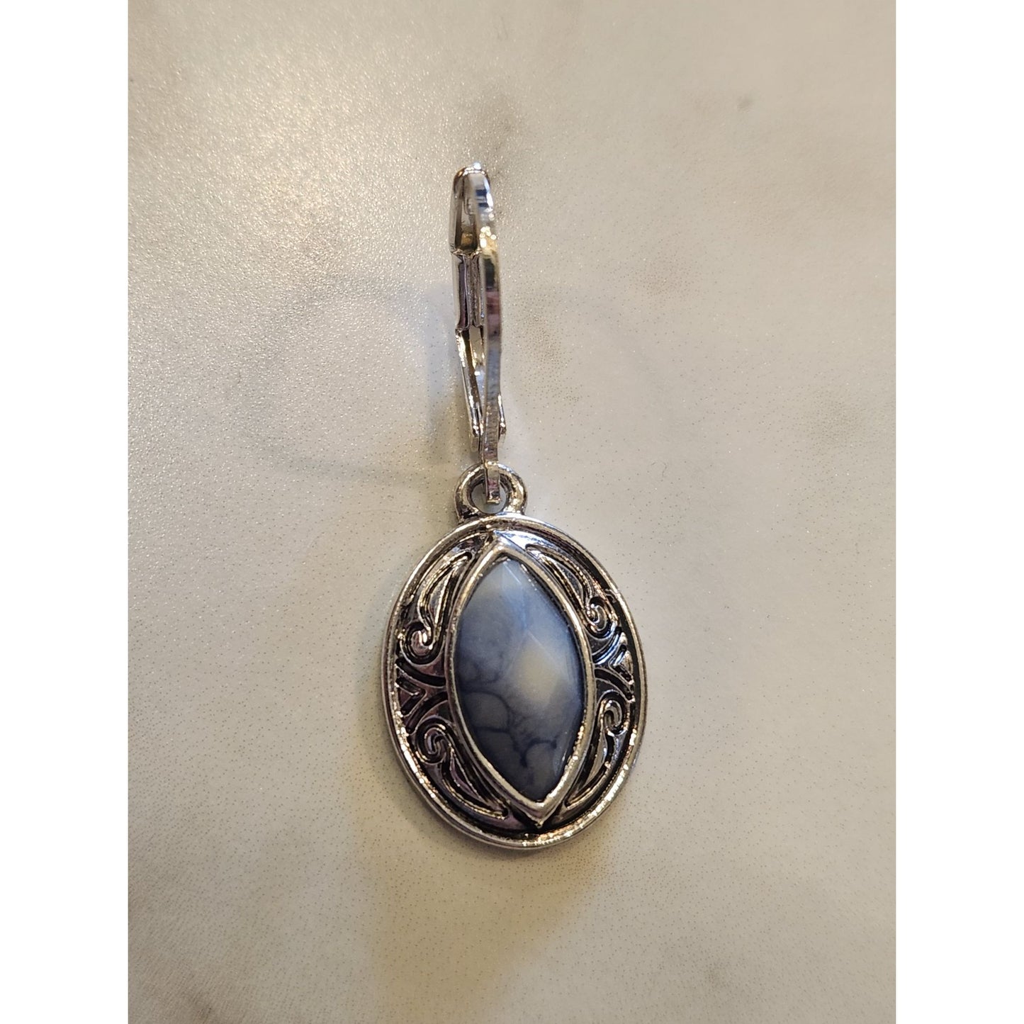 Napier Silver-Tone Oval Blue Stone Drop Earrings