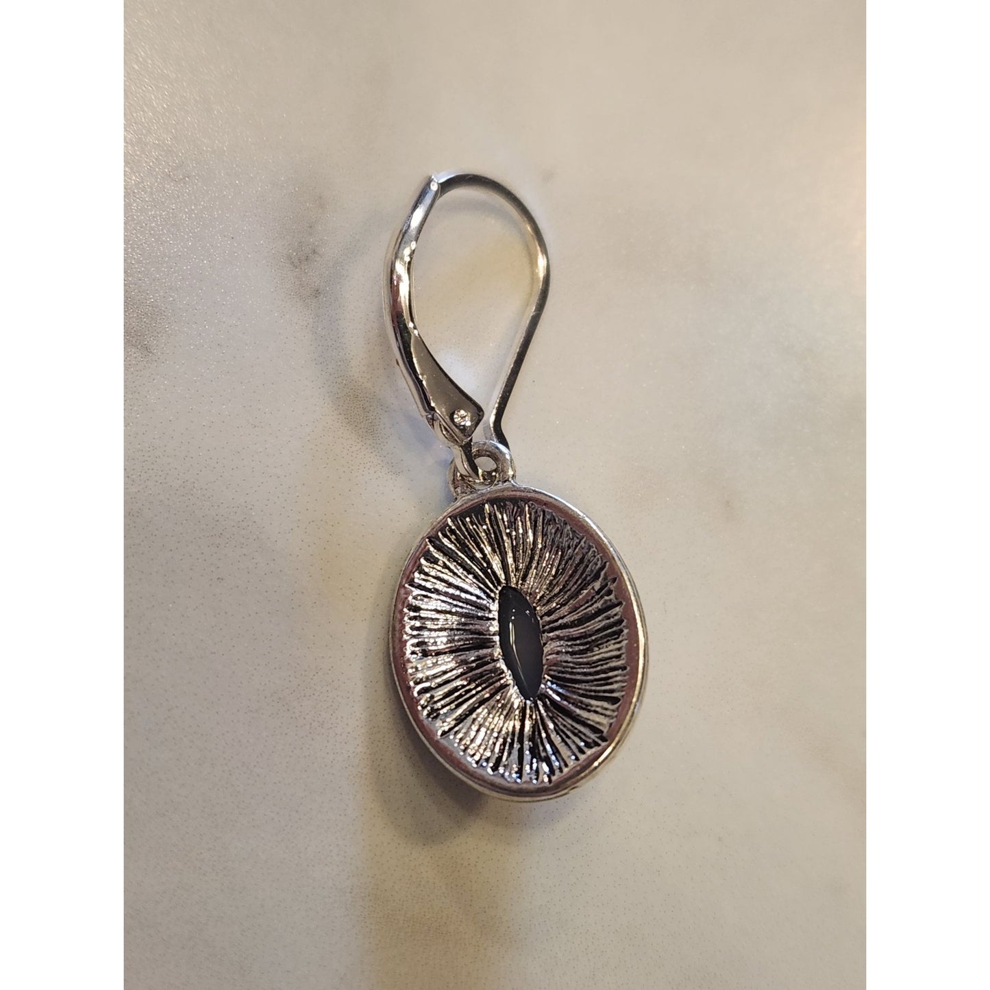 Napier Silver-Tone Oval Blue Stone Drop Earrings