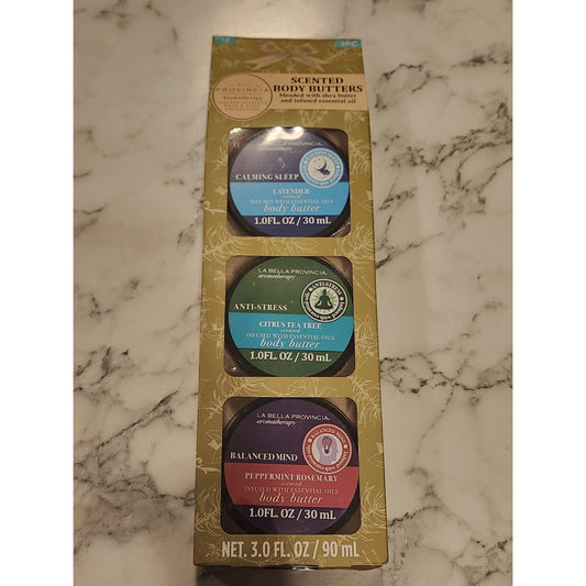 La Bella Provincia Scented Body Butter Trio Lavender Citrus Tea Tree Peppermint