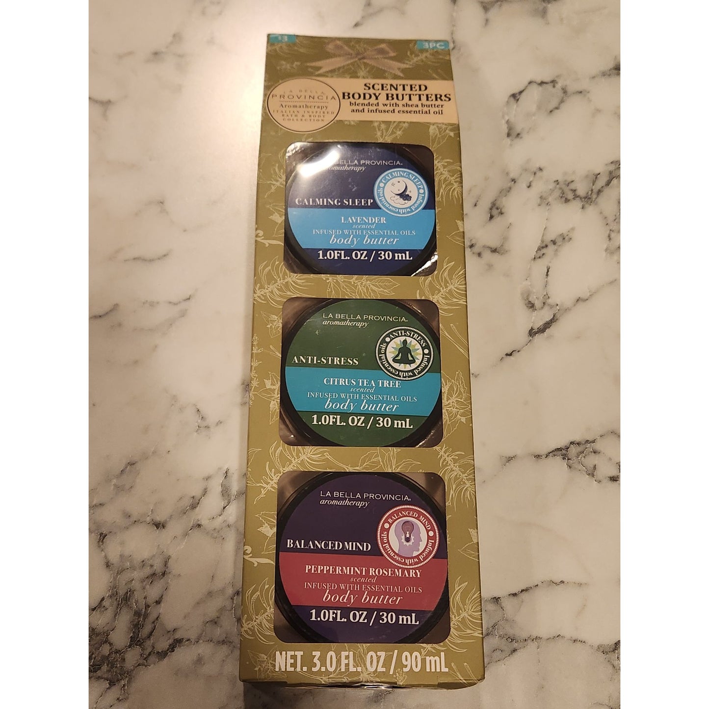 La Bella Provincia Scented Body Butter Trio Lavender Citrus Tea Tree Peppermint