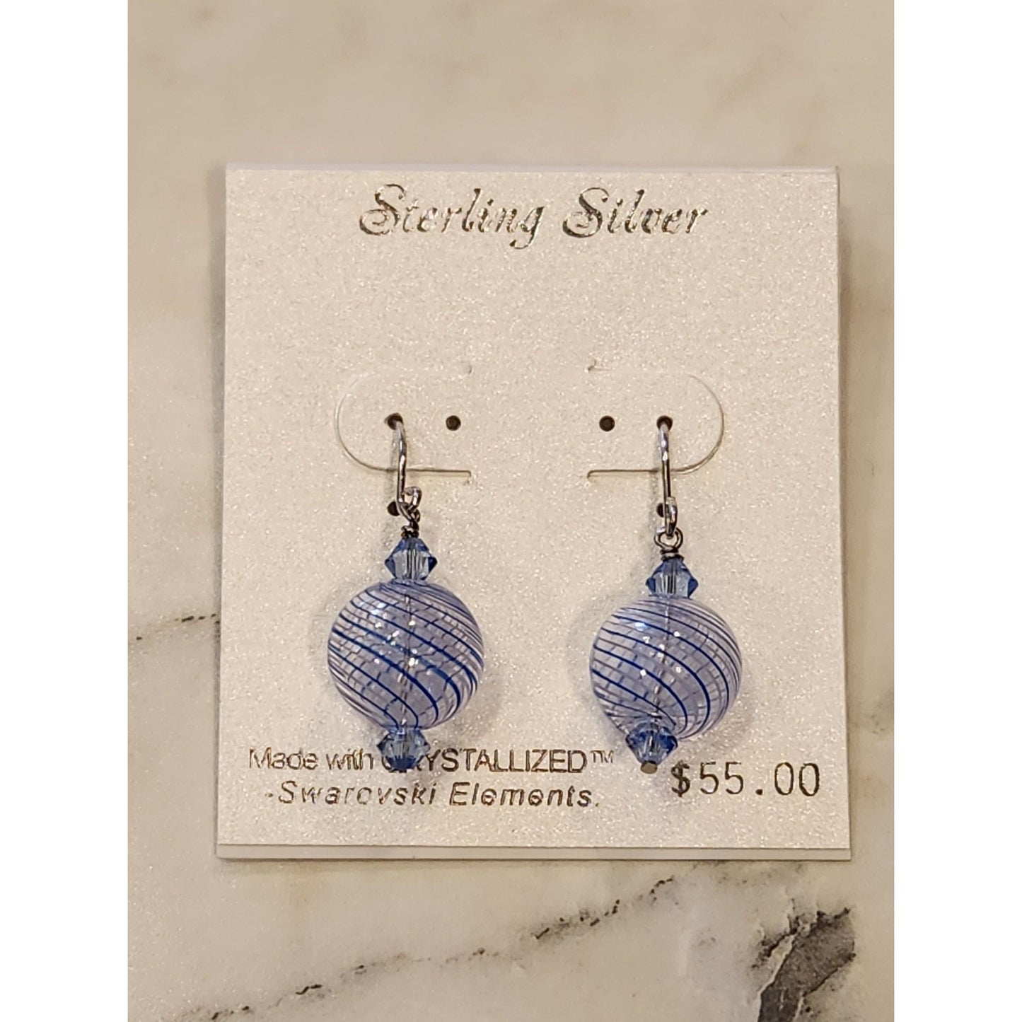 Sterling Silver Earrings With Crystalized Swarovski Elements Blue