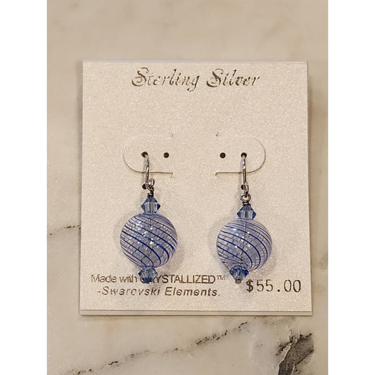 Sterling Silver Earrings With Crystalized Swarovski Elements Blue