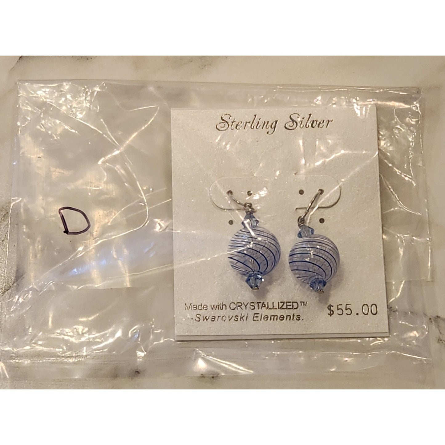 Sterling Silver Earrings With Crystalized Swarovski Elements Blue