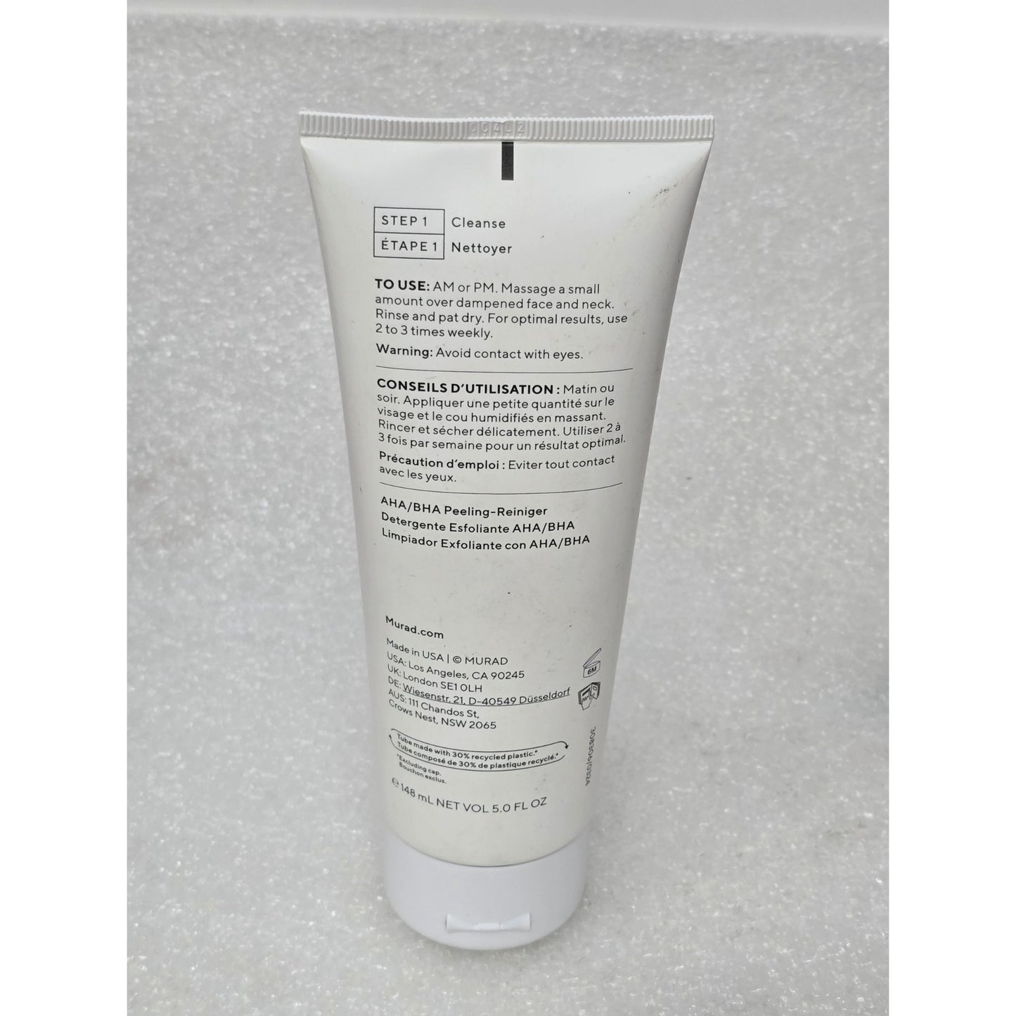 Murad Hydration AHA/BHA Exfoliating Cleanser 5.0 Fl Oz For Smooth & Radiant Skin