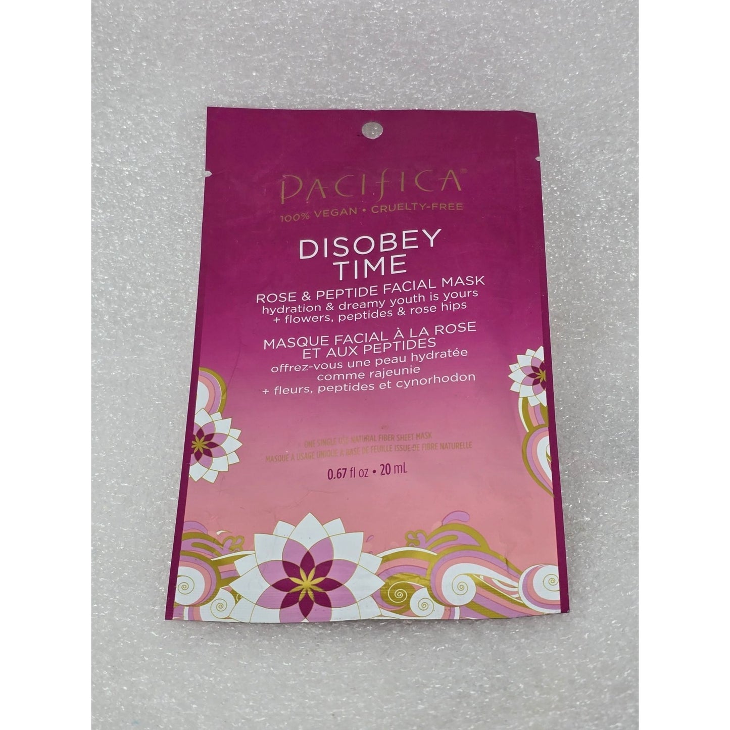Pacifica Disobey Time Rose & Peptide Facial Mask 0.67 oz Hydrating Vegan