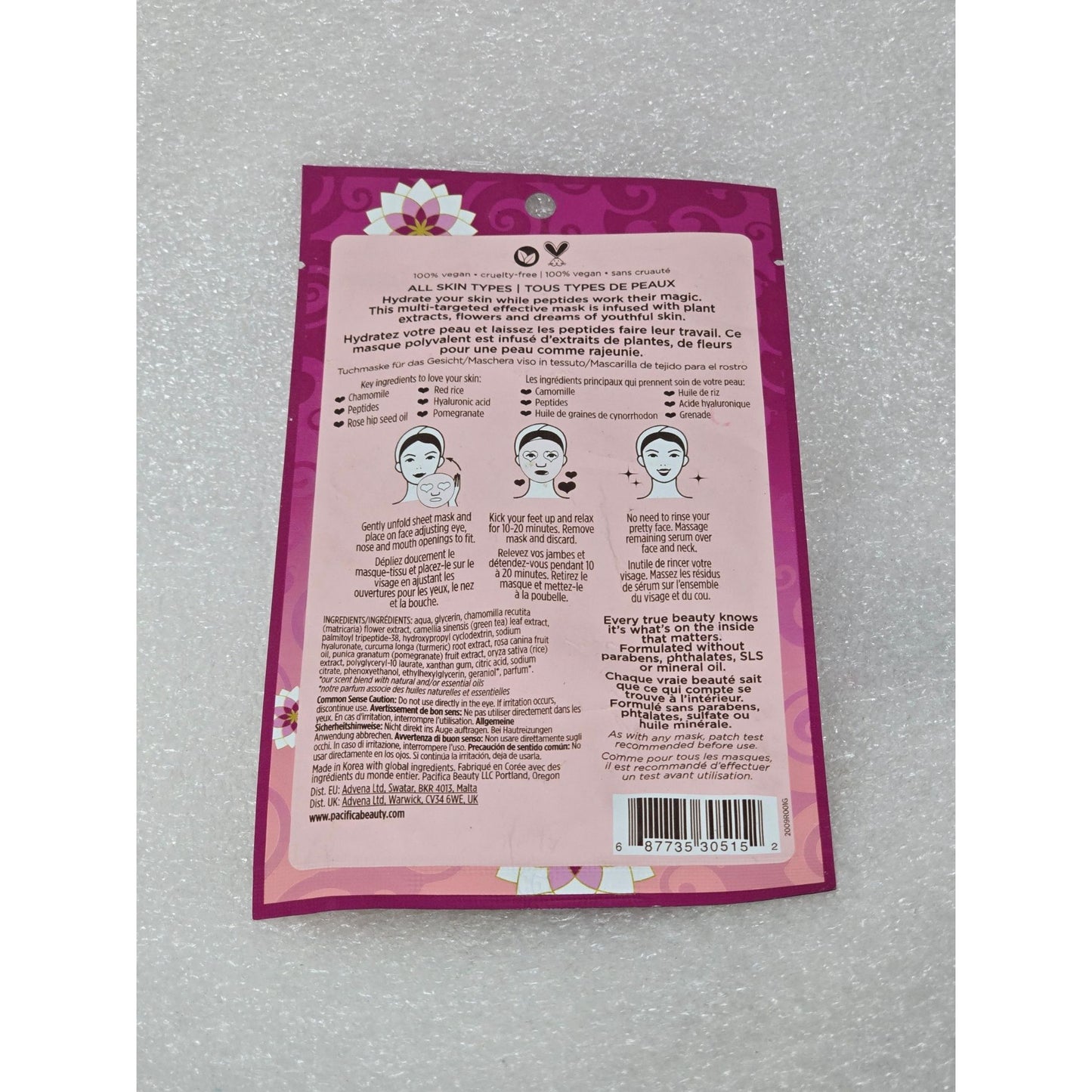 Pacifica Disobey Time Rose & Peptide Facial Mask 0.67 oz Hydrating Vegan