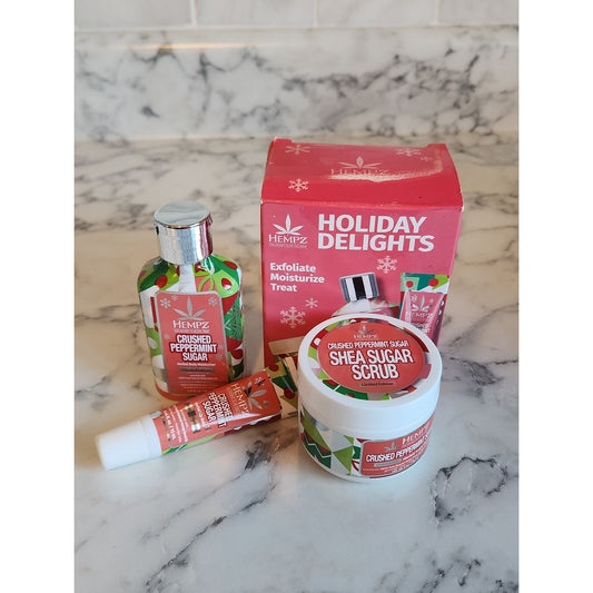 Hempz Holiday Delights Crushed Peppermint Sugar Exfoliate & Moisturize Treat Set