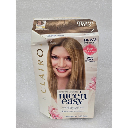Clairol Nice N Easy Permanent Hair Color Dark Blonde 7 100% Gray Coverage