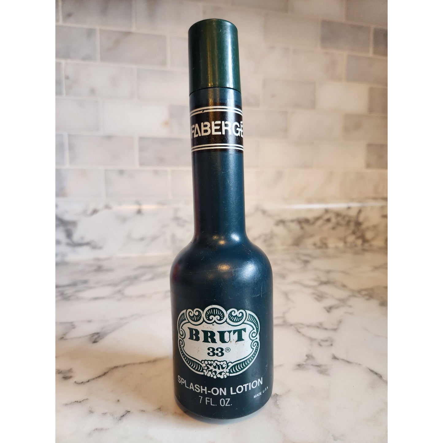 Faberge Brut 33 Splash-On Lotion 7 Fl. Oz. Green Bottle For After Shave