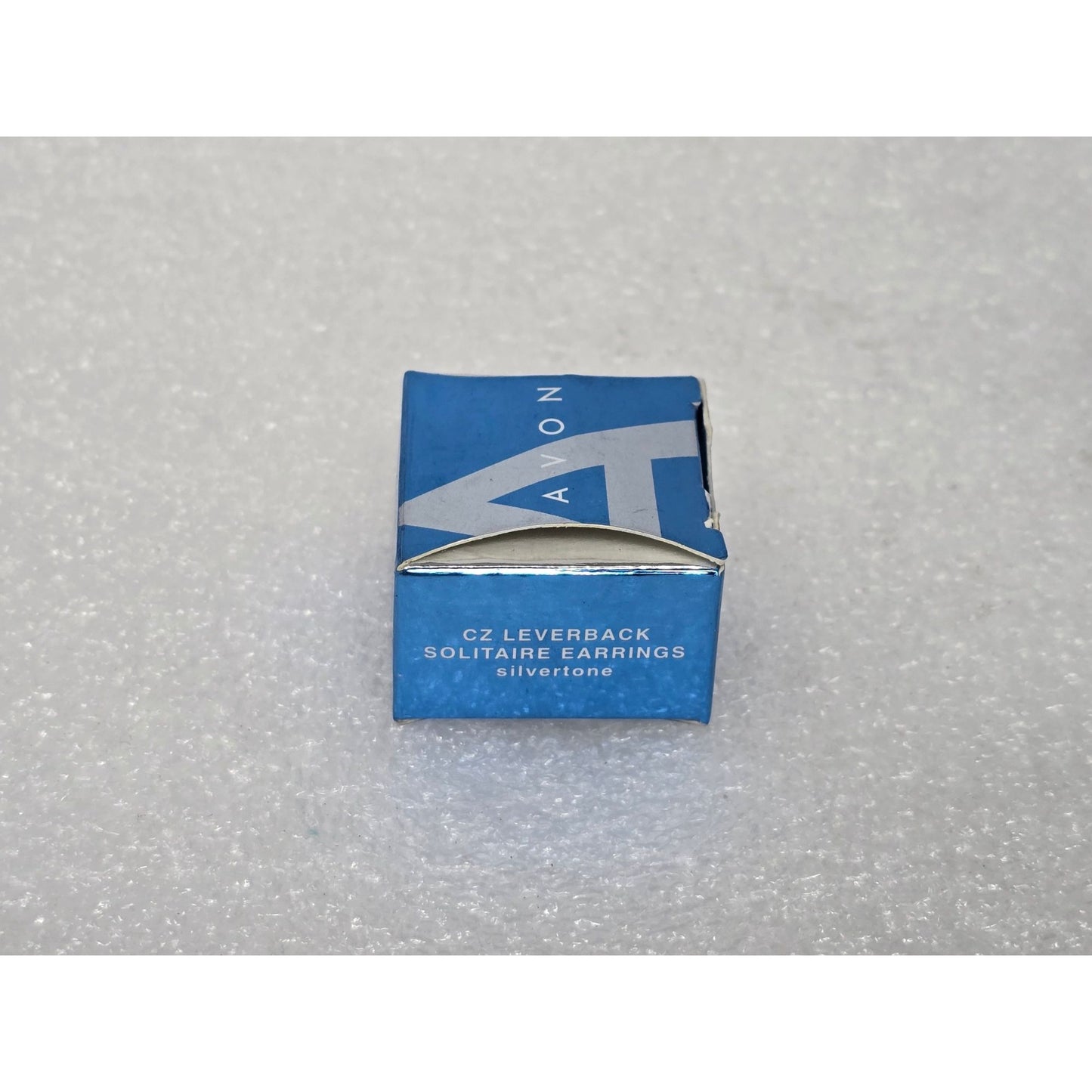 Vintage Avon CZ Leverback Solitaire Earrings In Silvertone With Original Box