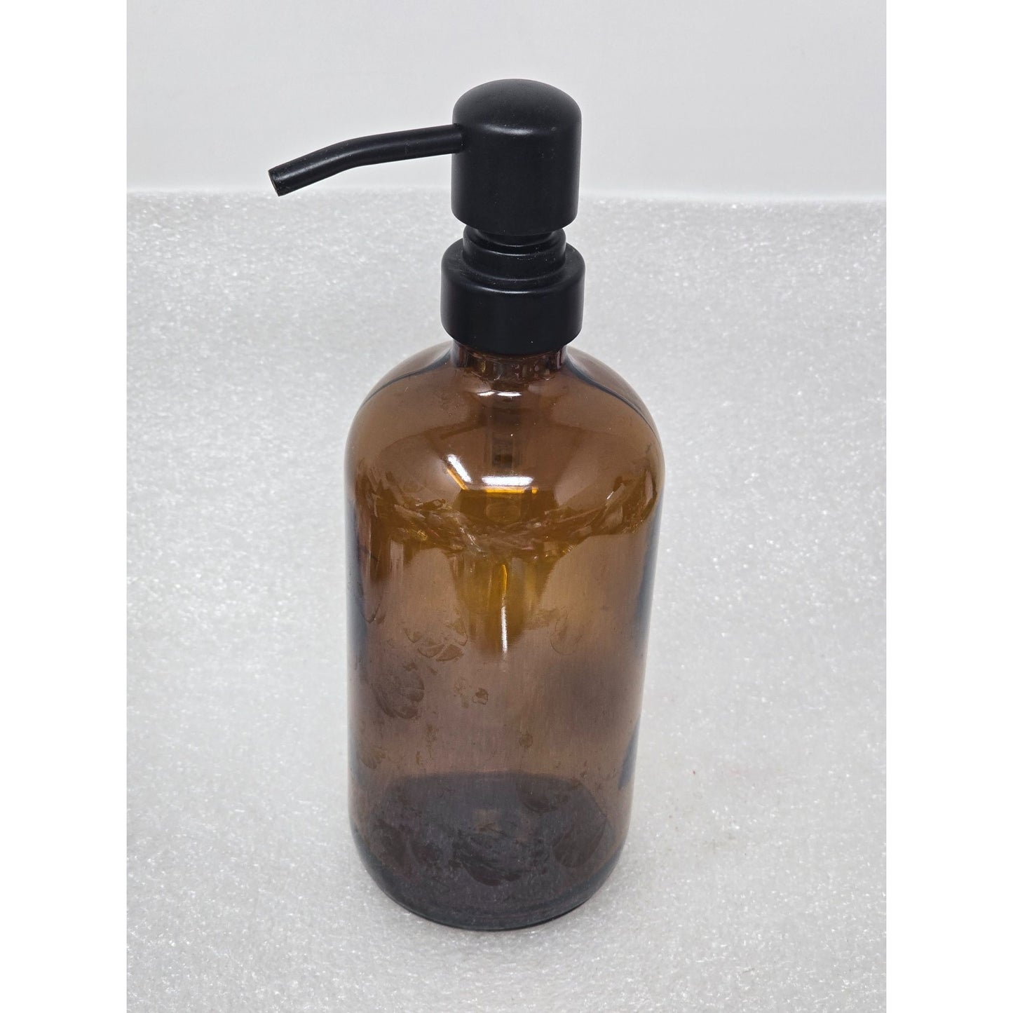 Amber Glass Pump Bottle Soap Dispenser Refillable Apothecary Style Bathroom