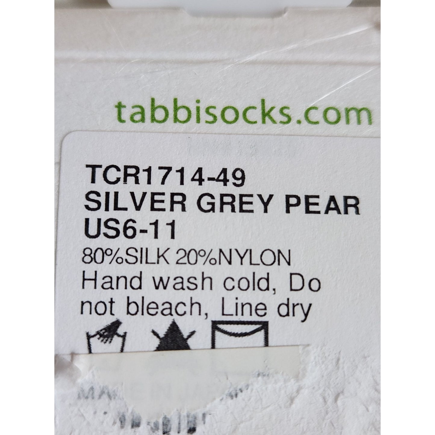 Tabbisocks Silver Grey & Pear Crew Socks US6-11 80% Silk Lightweight & Soft