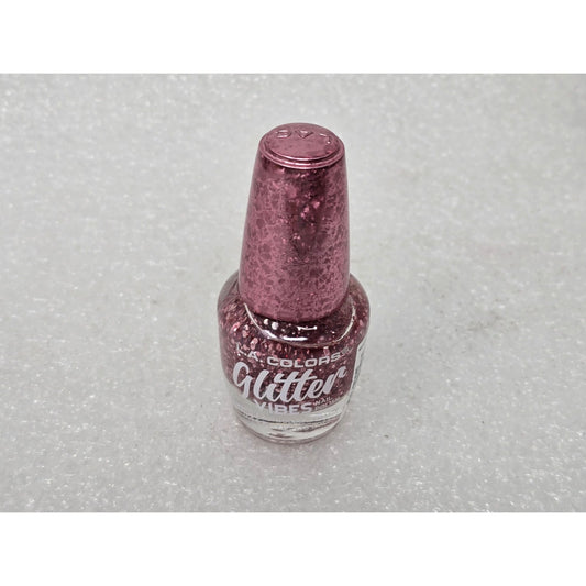 L.A. Colors Glitter Vibes Nail Polish Pink Bling 0.44 Fl Oz Shimmery Finish