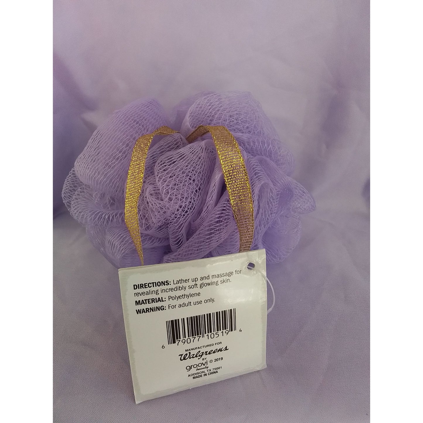 Lavender Mesh Sponge With Gold Strap By Groovi Beauty