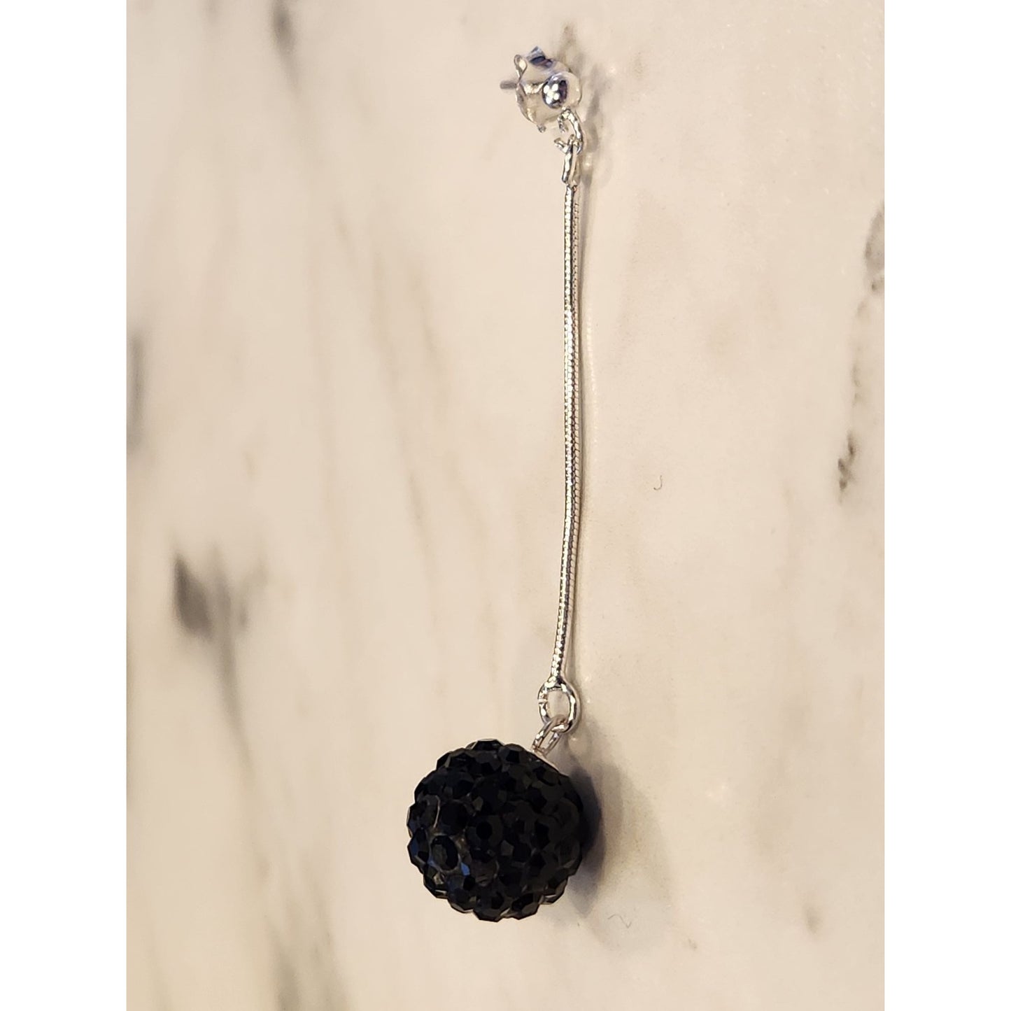 Sterling Silver Dangling Earrings With Blue Beaded Balls