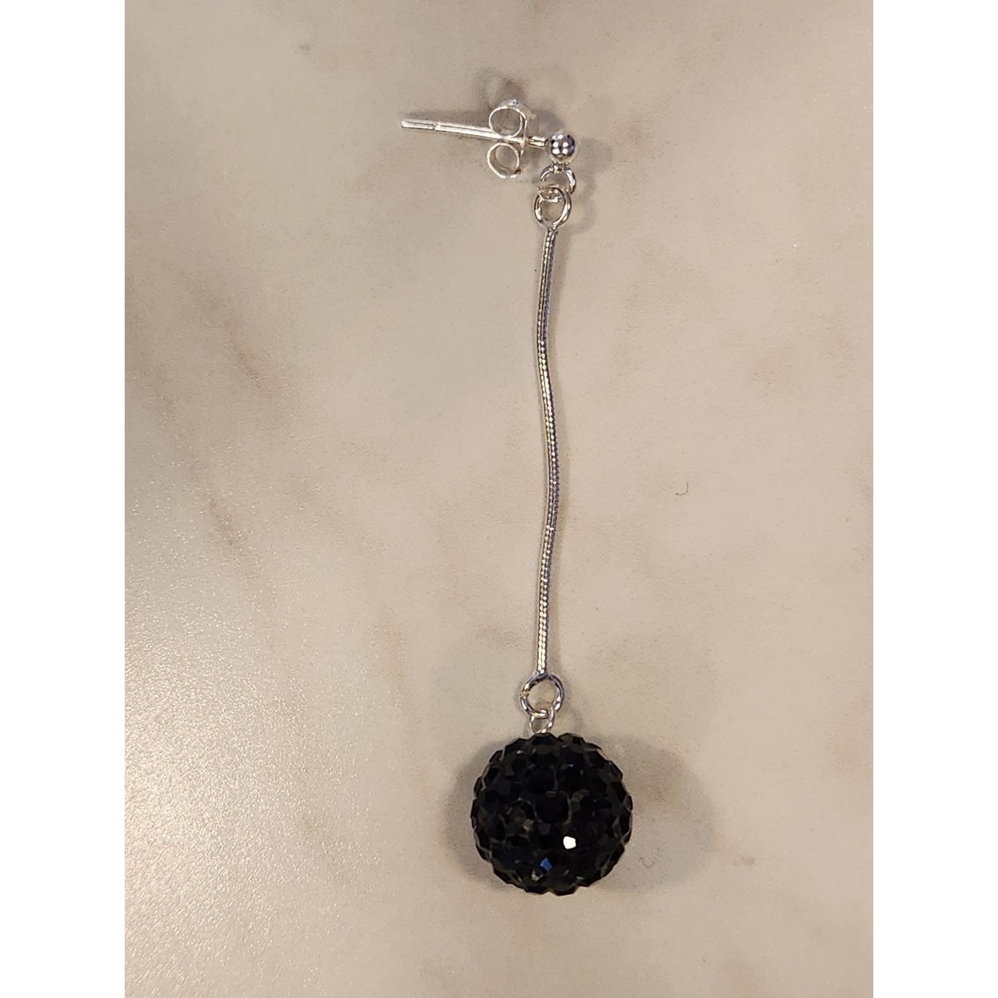 Sterling Silver Dangling Earrings With Blue Beaded Balls