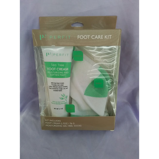 Perfit Tea Tree Foot Care Kit With Moisturizing Foot Cream & Gel Heel Socks