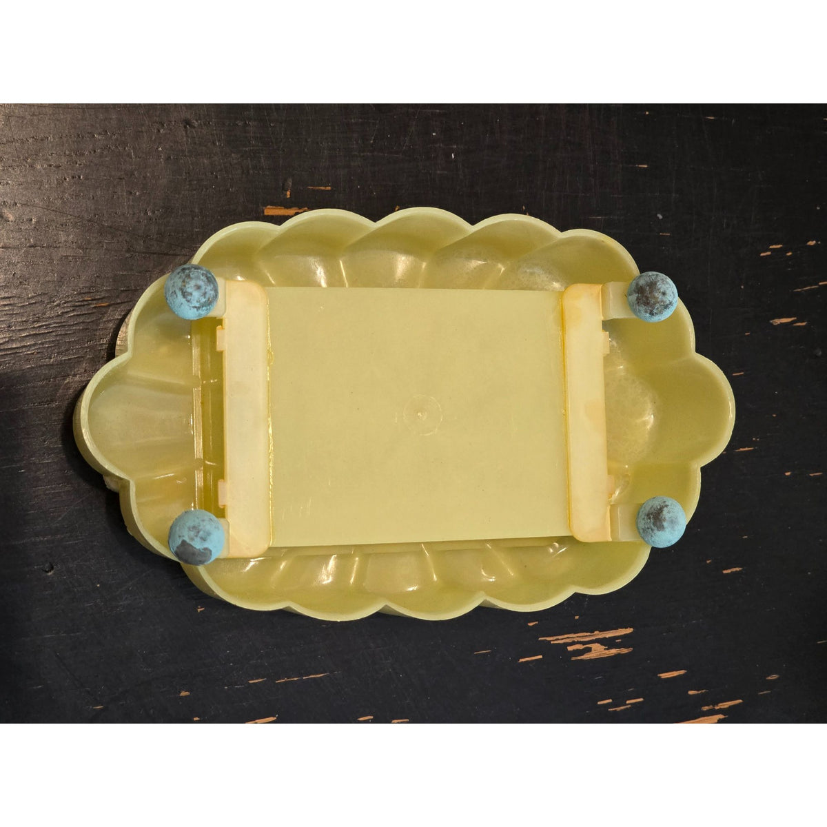 Vintage Menda Yellow Plastic Lipstick Holder Floral Vanity Organizer Retro MCM