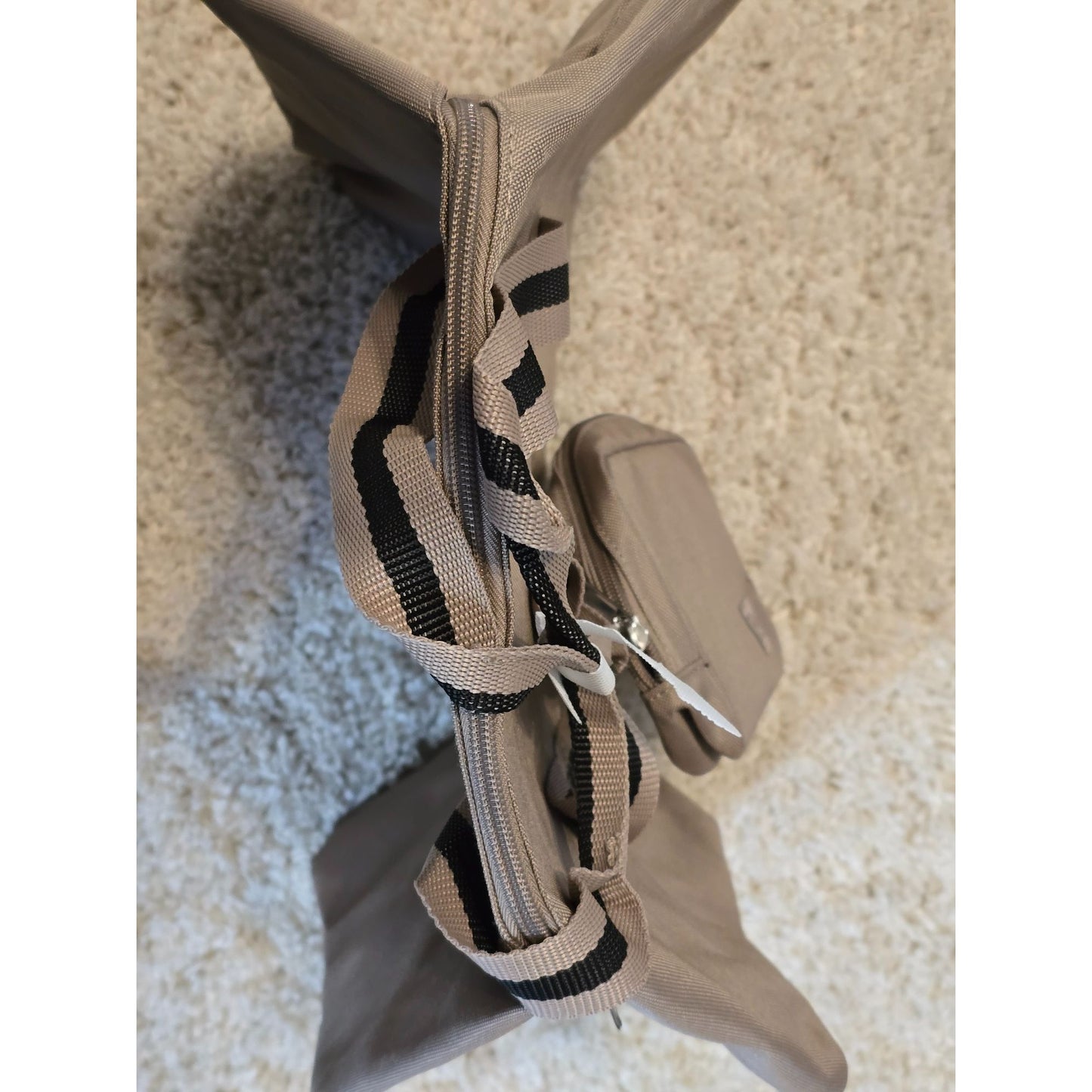 DSW Weekender Tote & Makeup Bag Matching Set Tan & Black Zipper Pockets NWT